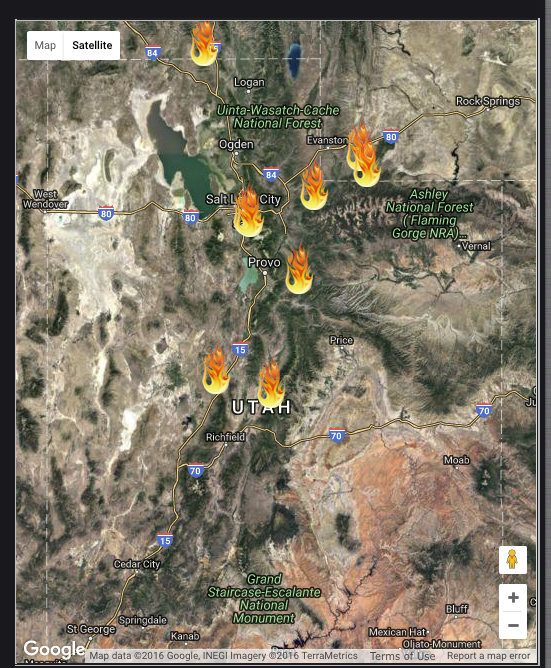 Utah wildfire from a commercial airliner  FireScenes.Net