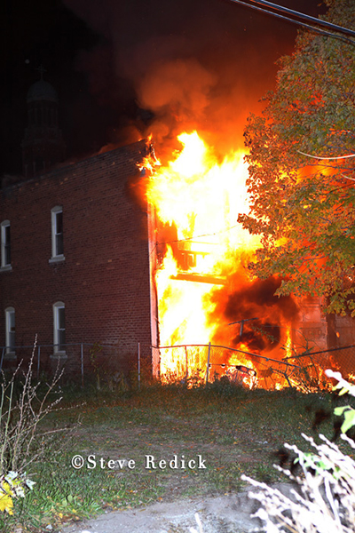 Detroit fire department battles house fire