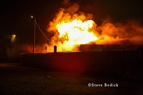 Detroit Fire Department chemical fire at night