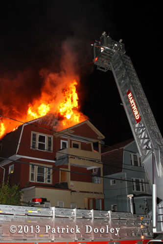 Hartford CT Fire Department battles big house fire at night