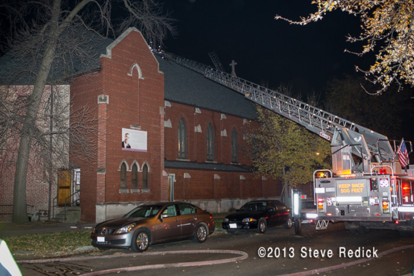Chicago Fire Department fights church fire