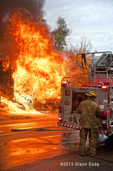 Detroit firemen battle a commercial fire