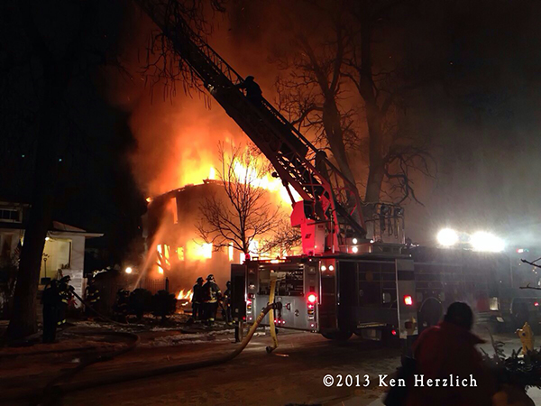 2-Alarm fire destroys vacant house in Maywood IL 12-23-13