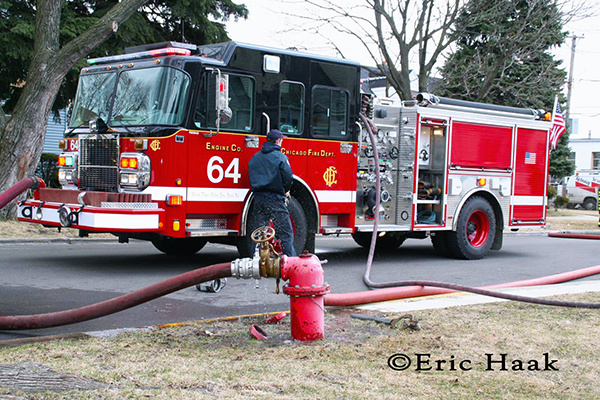 Chicago Fire Engine 64 at fire scene