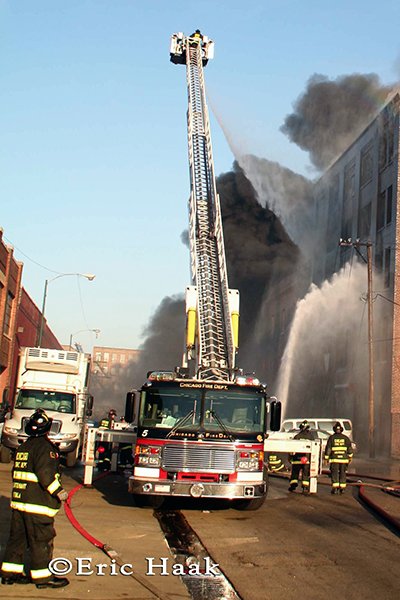 Chicago firefighters battle warehouse fire