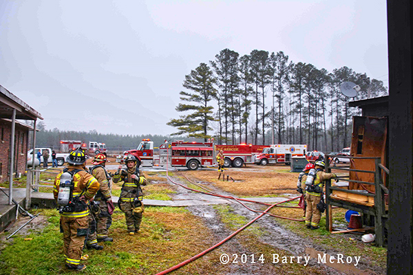 fire trucks at South Carolina fire scene