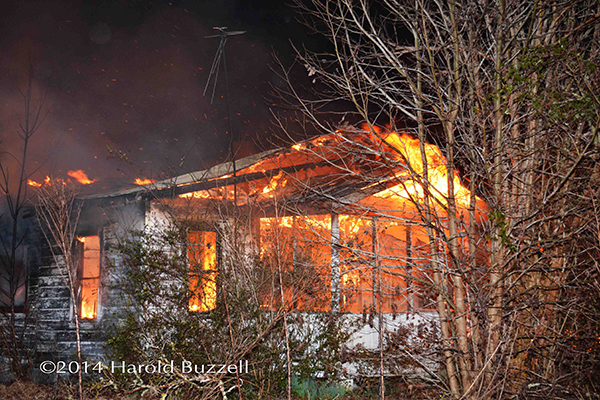 fully engulfed house fire