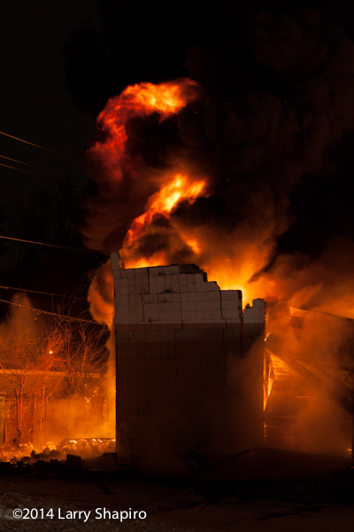 fire ball at night warehouse fire