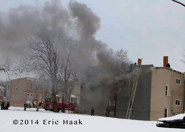 heavy smoke at winter fire scene
