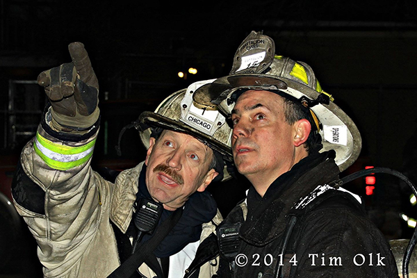 chief fire officers at night fire scene