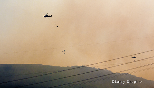 helicopters working at wild land fire