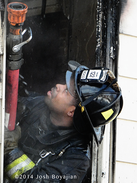 fireman closeup at fire scene