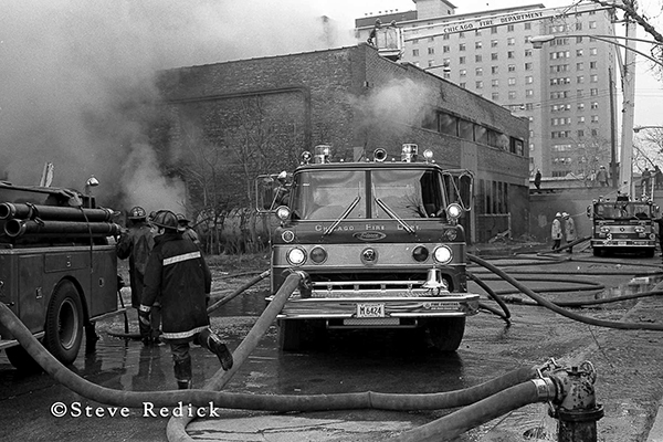 Chicago Ford fire engine at fire scene