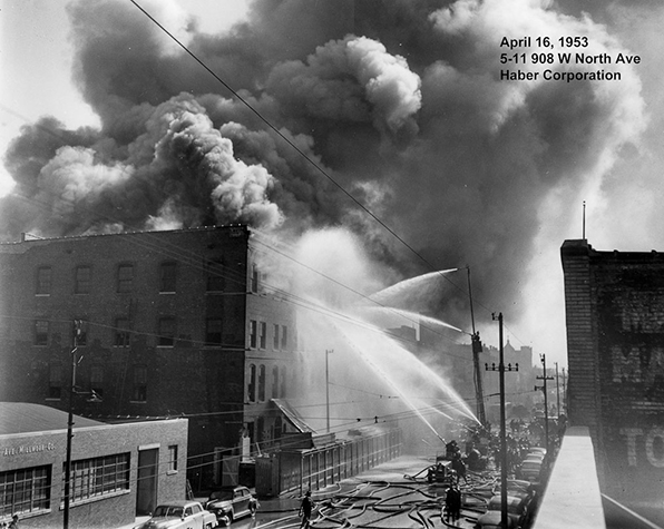 historic fire scene photo from Chicago 