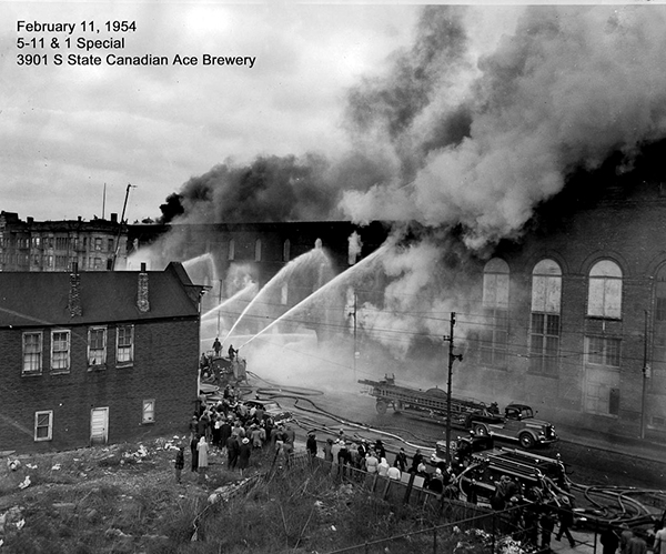historic 1954 fire scene photo from Chicago