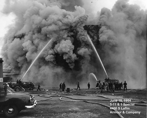historic 1954 fire scene photo from Chicago