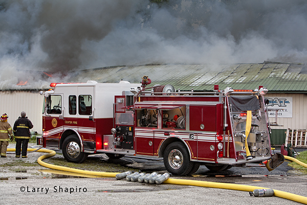 Rosenbauer America fire engine at fire scene
