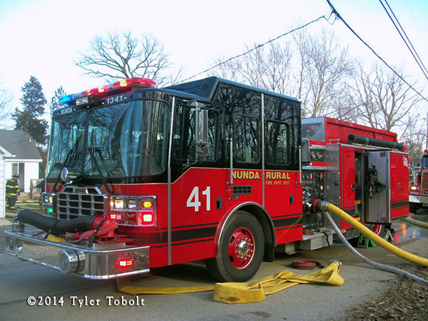 Ferrara fire engine at fire scene