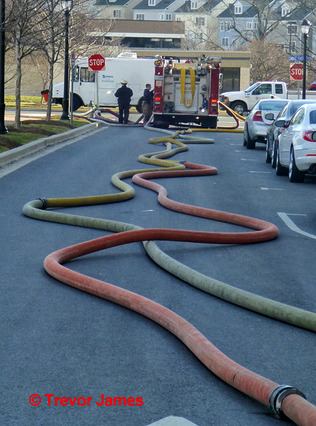 large diameter fire hose lines in the street