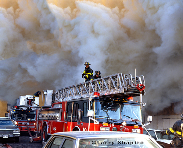 Chicago firefighters at huge smokey fire