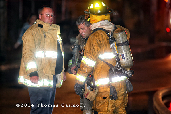 firefighters after working at night scene