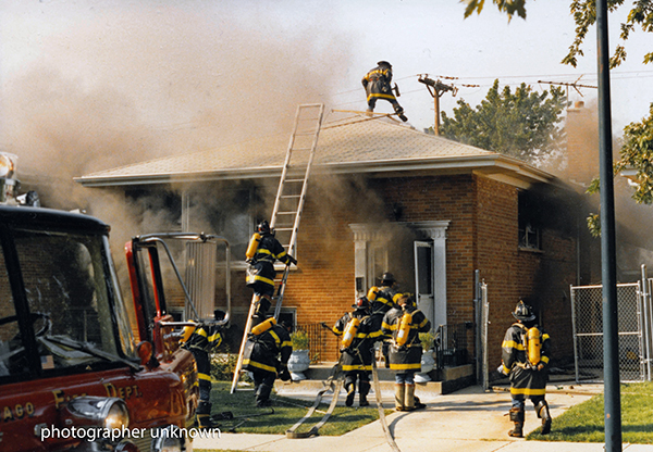 Classic Chicago fire scene from the 1980s. photographer unknown