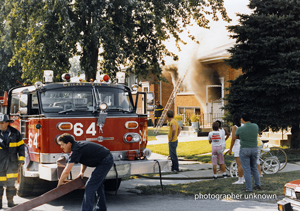 Classic Chicago fire scene from the 1980s. photographer unknown