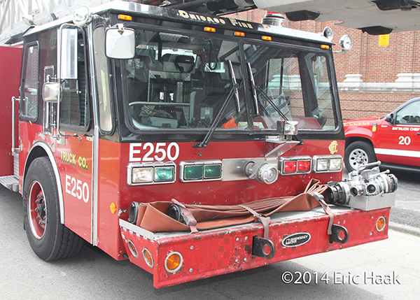 29 year old E-ONE tower ladder in service in Chicago