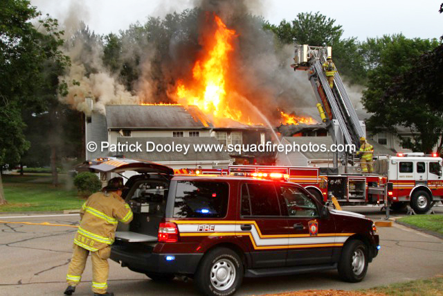 fire scene incident commander at a huge fire