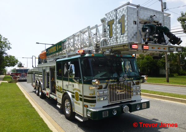 green and white fire truck from Frederick MD