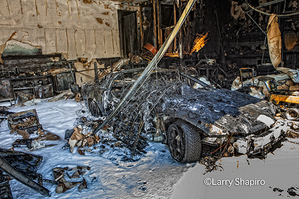Corvette destroyed by fire