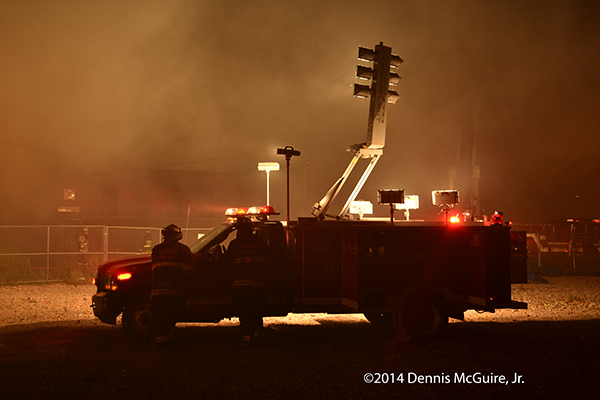 Chicago FD light wagon at night fire scene