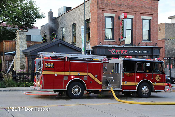 Seagrave fire engine at fire scene