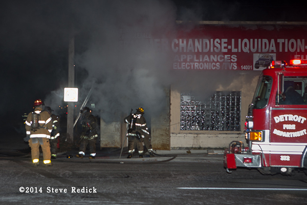 commercial building fire at night