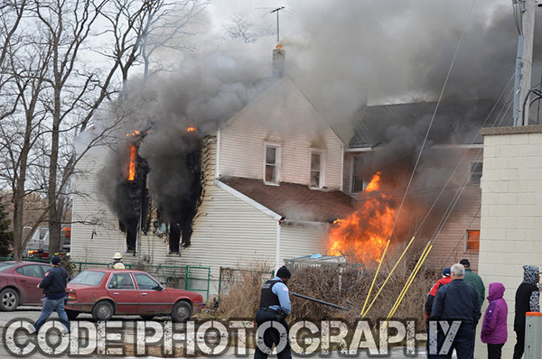 heavy flames from house fire