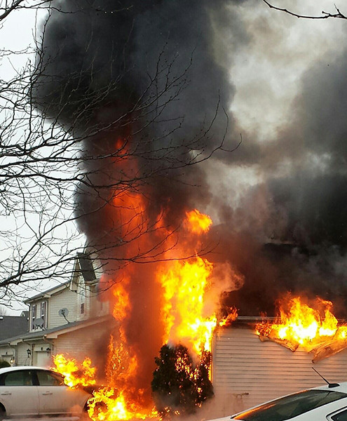 huge flames from house on fire