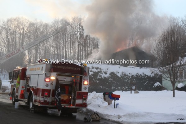 winter house fire scene