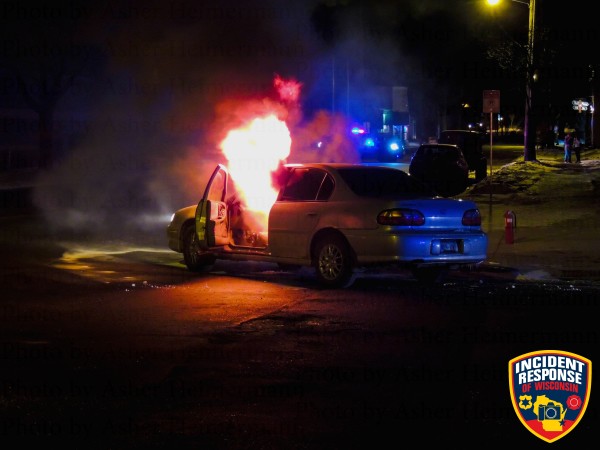 car fire at night 