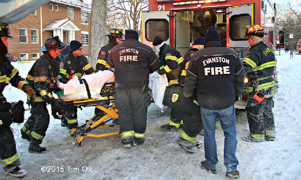 EMS attends to injured firefighter