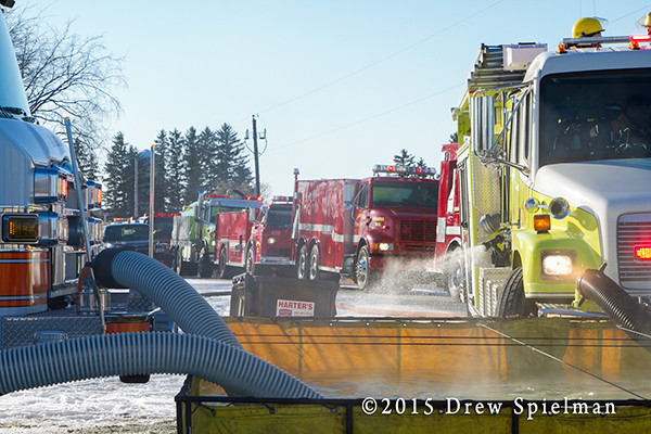 tanker shuttle at winter fire scene