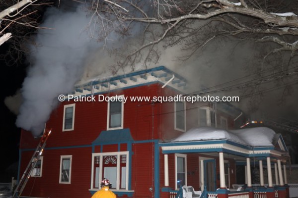 heavy smoke from house fire at night