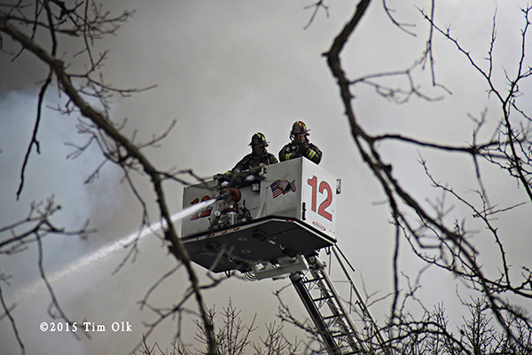 Northbrook FD tower ladder at fire scene