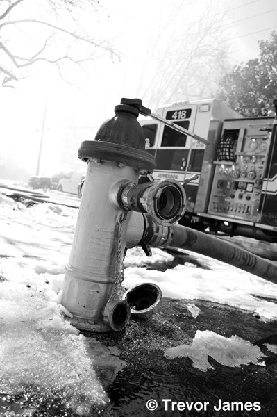 fire hydrant at winter fire scene