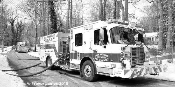 white fire engine in black and white