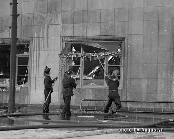 classic photo of Chicago firemen working  circa 1950