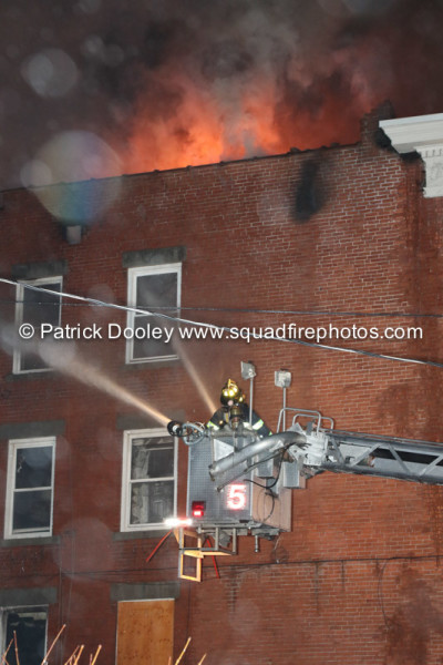 Sutphen tower ladder at Hartford fire scene