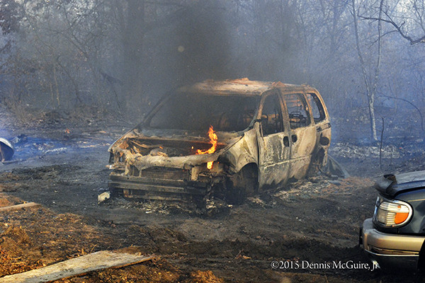 car destroyed by brush fire