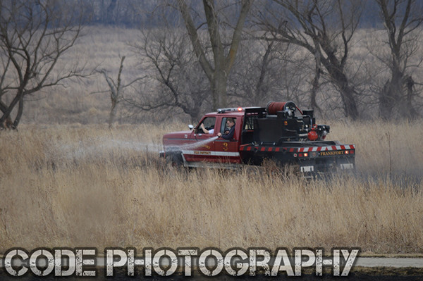 firemen extinguish grass fire