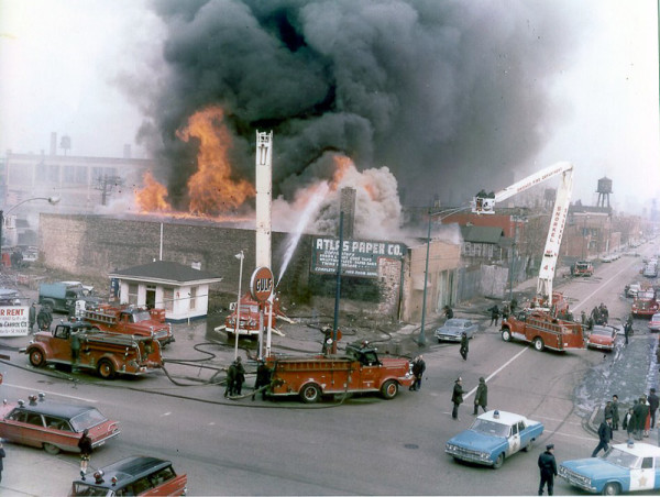 classic 1965 Chicago fire scene