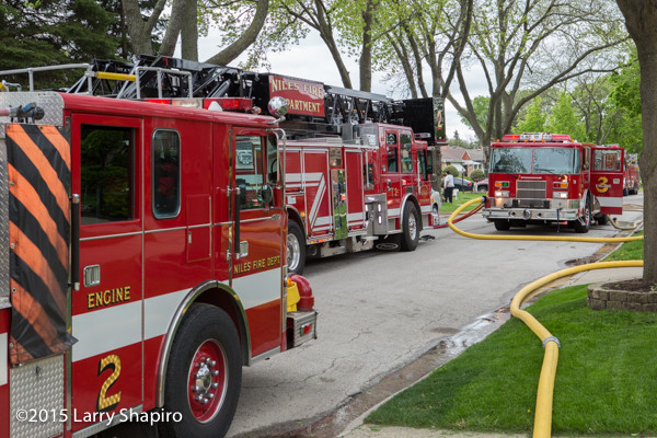 Pierce fire trucks at fire scene ©2015 Larry Shapiro